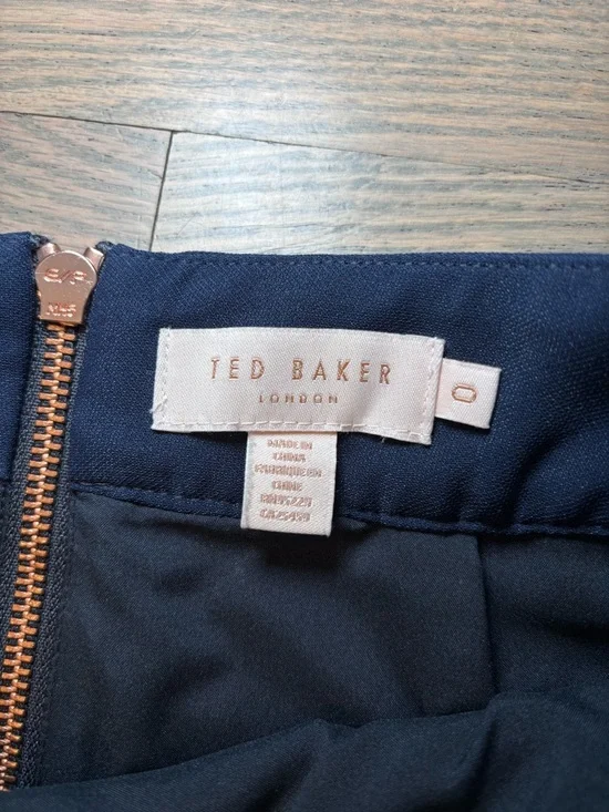 Ted Baker Xzenia Skirt Blue Bow Ruffle SZ 0 - Picture 6 of 7